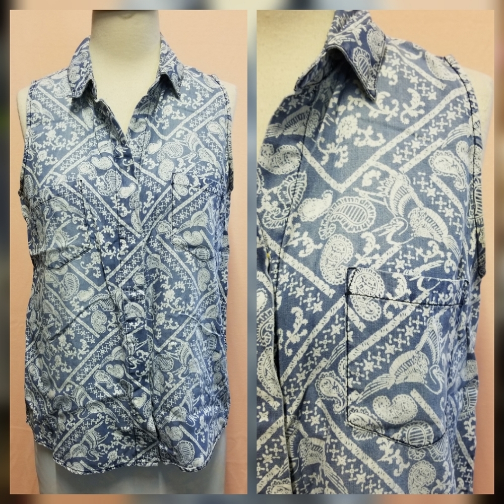 Velvet Heart Hi-low sleeveless shirt Blue Medium